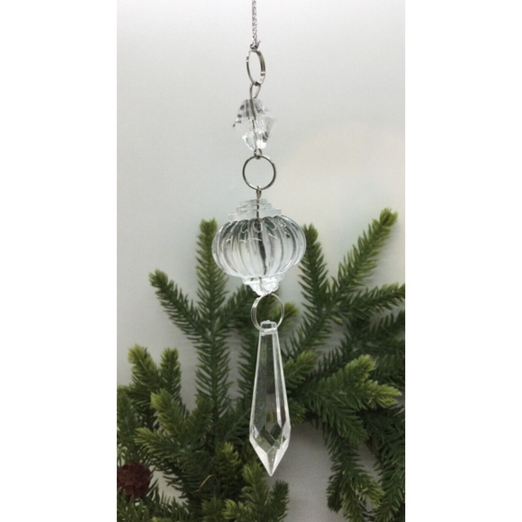 4 Crystal Ornaments-3 Tier Drop Christmas Tree -Unique Center Clear Crystal - Picture 7 of 7